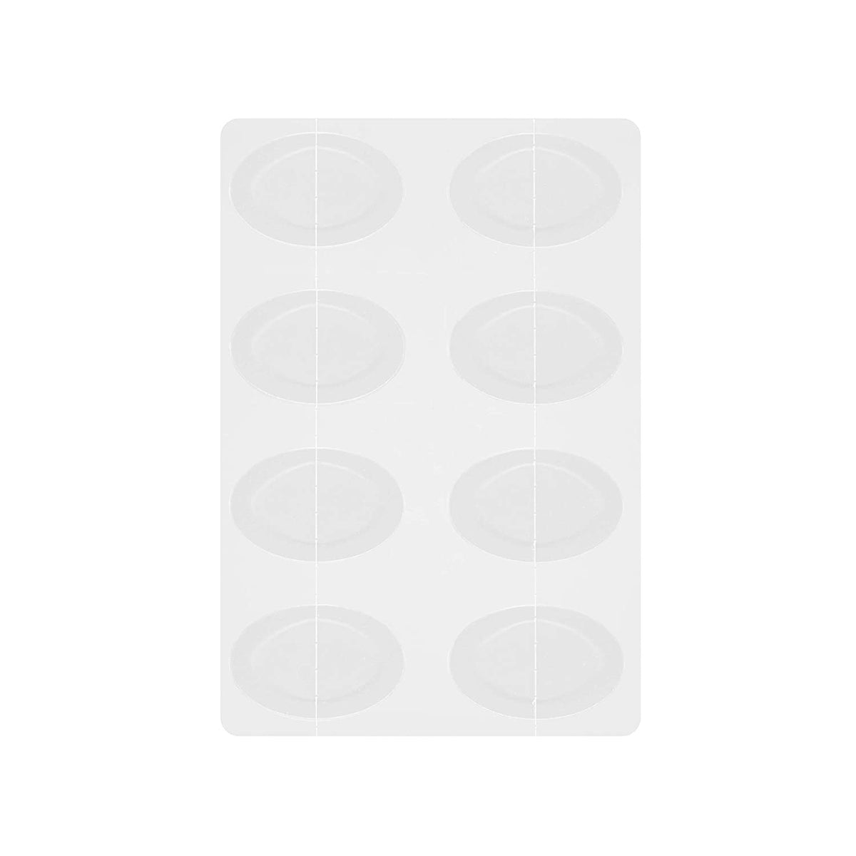 Clear round acne patches arranged on white backing sheet designed to protect skin with a breathable barrier