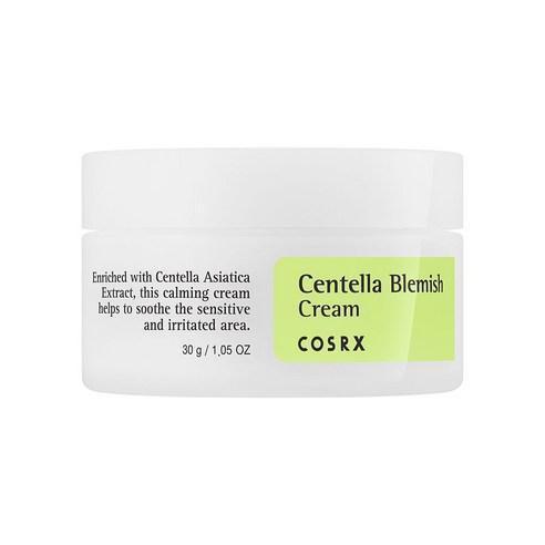 White jar of gentle Centella Blemish Cream featuring calming extract, designed for sensitive and irritated skin areas