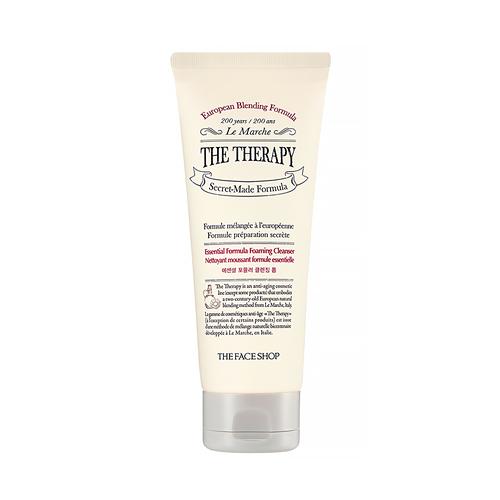 Tube of pale cream foaming cleanser highlighting deep cleansing and European-inspired skincare formula