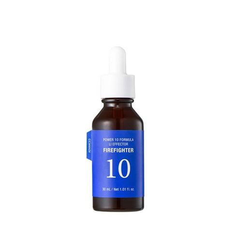 Brown glass dropper bottle with blue label for soothing skin care serum on white background