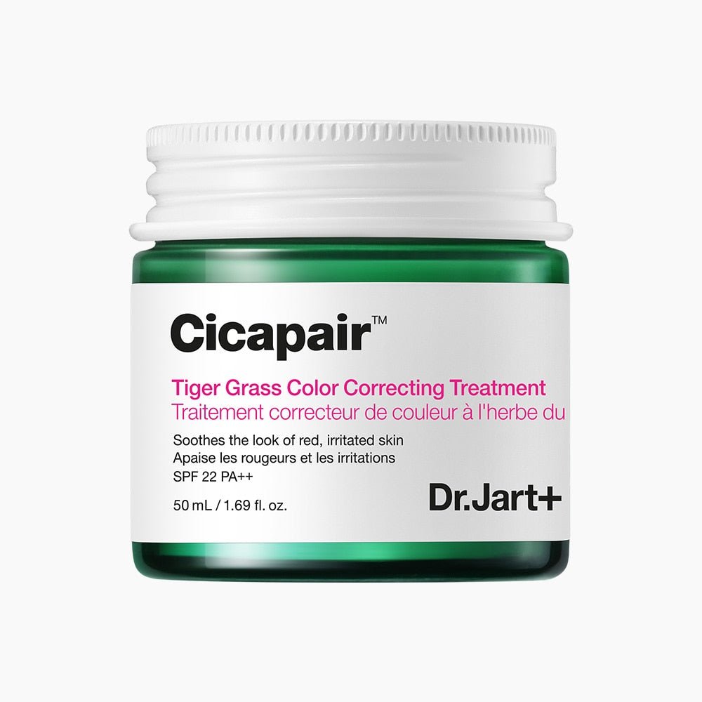 Dr.Jart+ Cicapair Tiger Grass Color Correcting Treatment SPF 22 PA++ 50ml in green jar with white lid for color correction