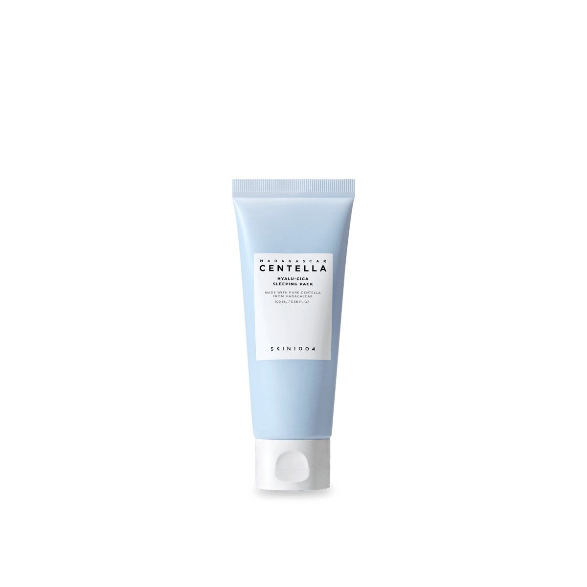 Light blue tube of moisturizing sleeping pack with white cap and minimalist label for deep hydration skincare