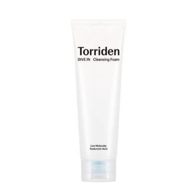 Torriden Dive In Low Molecular Hyaluronic Acid Cleansing Foam 150ml in white tube for thorough cleansing care