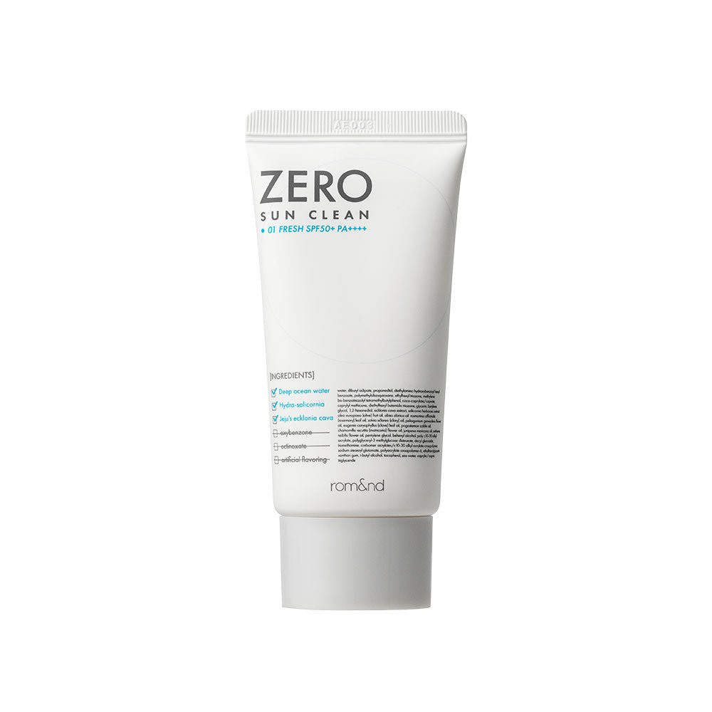 White tube of broad protection sunscreen with blue and black text on plain white background