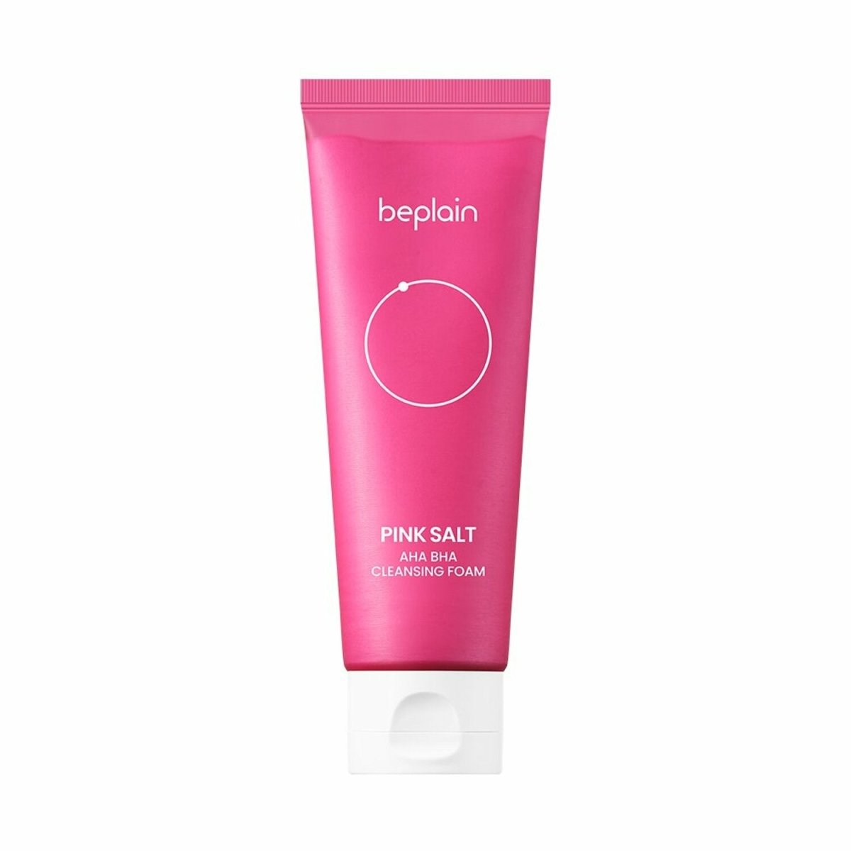 beplain Pink Salt AHA BHA Cleansing Foam 120ml vibrant pink tube promoting gentle exfoliation benefits