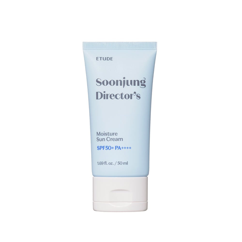 ETUDE Soonjung Director's Moisture Sun Cream SPF50+ PA++++ 50ml in light blue tube for effective protection