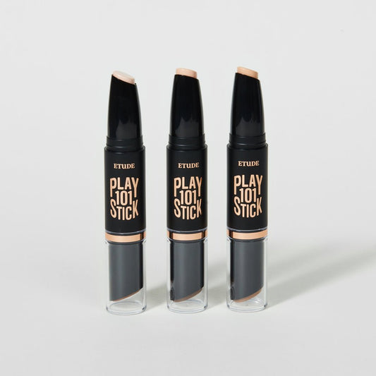 ETUDE Play 101 Stick Contour Duo 1EA in three shades for effortless sculpting and definition on skin