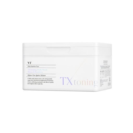 VT TX-toning Daily Mask 320g (30ea) in white box designed to enhance radiance and brighten skin tone benefits