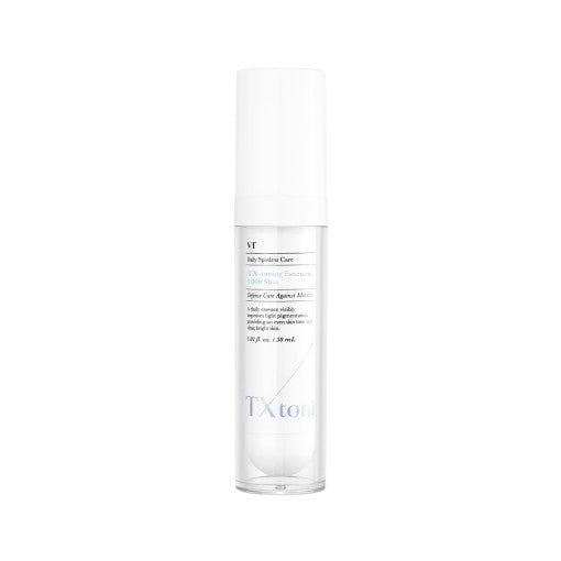 VT TX-toning Essence 1000 Shot 30ml in a clear bottle with white pump delivering a brightening effect for skin care