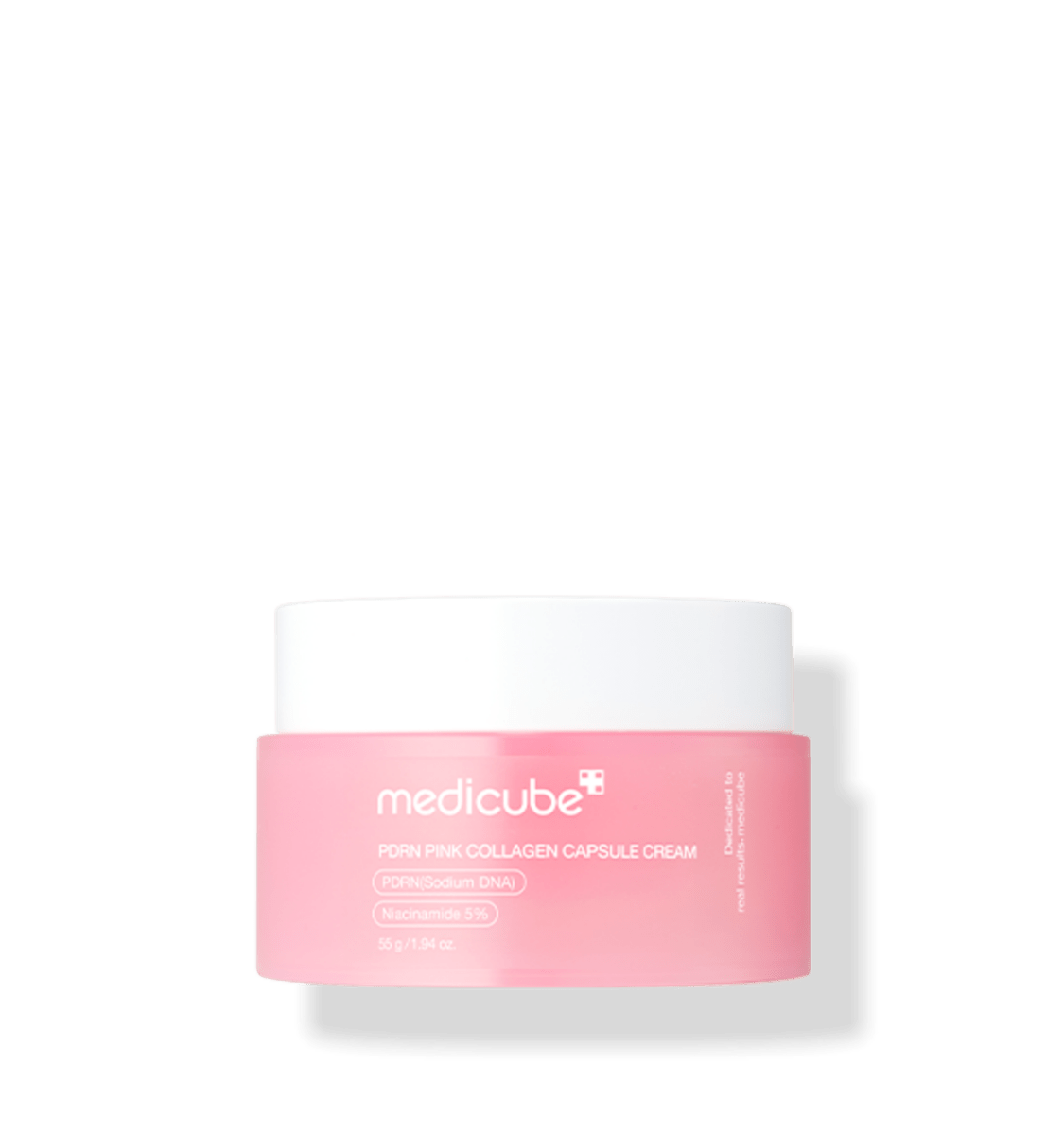 medicube PDRN Pink Collagen Capsule Cream 55ml in soft pink jar highlighting radiance boosting skincare benefits