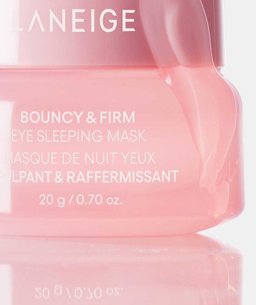 LANEIGE Bouncy & Firm Eye Sleeping Mask 20g in pink jar designed to depuff skin and improve firmness around eyes