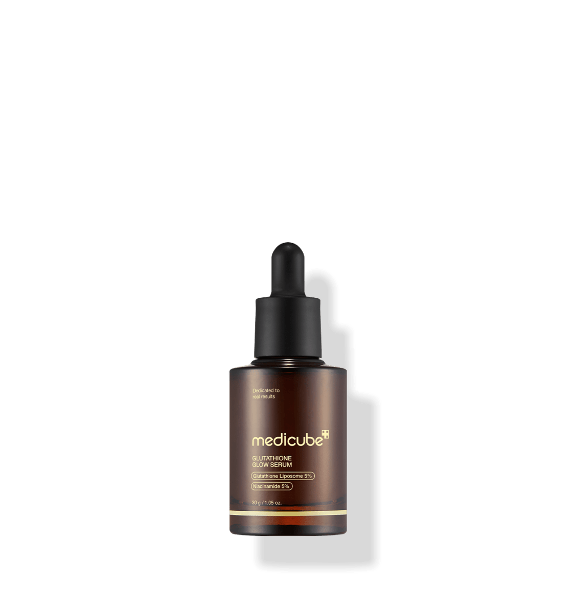 medicube AGE-R Glutathione Glow Serum 30g in amber glass bottle with black dropper for radiance boost skincare