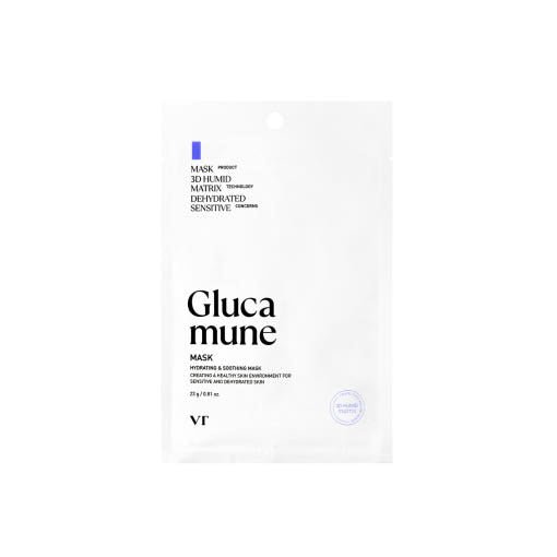 VT Glucamune Mask 23g X 10ea in white packaging delivering instant hydration and soothing care for sensitive skin