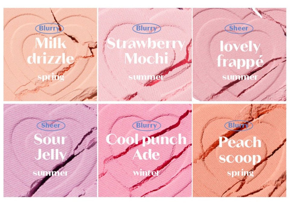 ETUDE Heart Pop Blusher #Sarr Sweeties 4g collection with flawless finish in six soft pastel shades