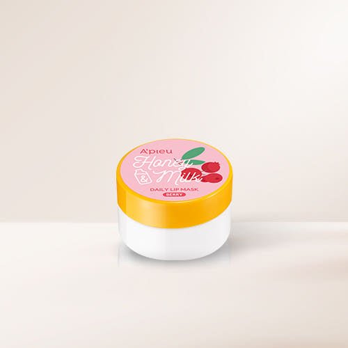A'pieu Honey & Milk Daily Lip Mask 6g (3 Flavours) in berry scent with yellow lid for moisture boost care
