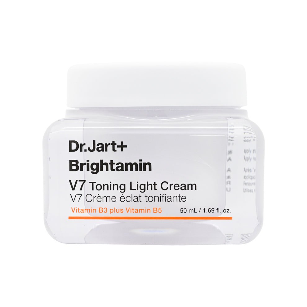 Dr.Jart+ Brightamin V7 Toning Light Cream 50ml in clear jar with white lid for brightening skin care benefits