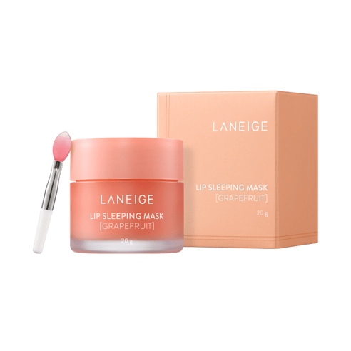 LANEIGE Lip Sleeping Mask Grapefruit 20g in peach jar with spatula and matching box for moisture retention care