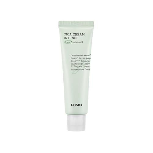 Light green tube of COSRX Cica Cream Intense with soothing skincare formula on a white background