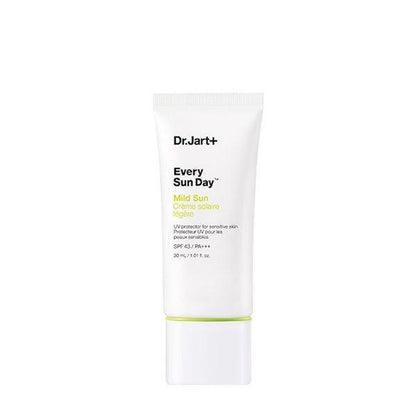 Dr.Jart+ Every Sun Day Mild Sun 30ml tube with high protection SPF43 PA+++ for sensitive skin in white packaging