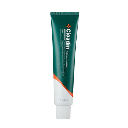 Green and white tube of Cicadin Hydro Patch Cream highlighting deep hydration benefits on white background
