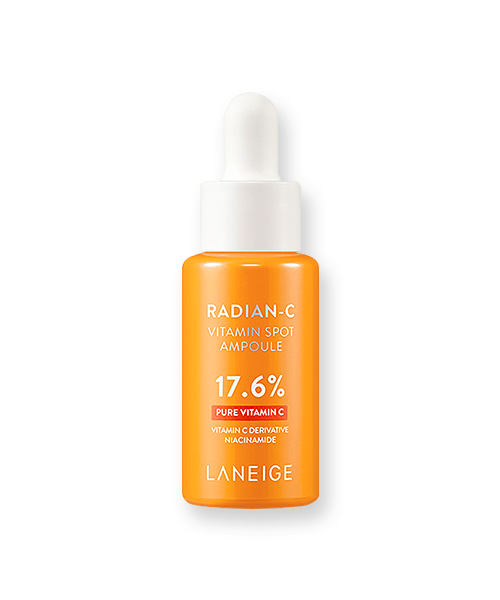 LANEIGE Radian-C Vitamin Spot Ampoule 10ml in bright orange bottle with white dropper cap for skin brightening effects