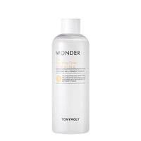 Clear white bottle of Wonder Rice Smoothing Toner providing deep hydration for smooth, refreshed skin
