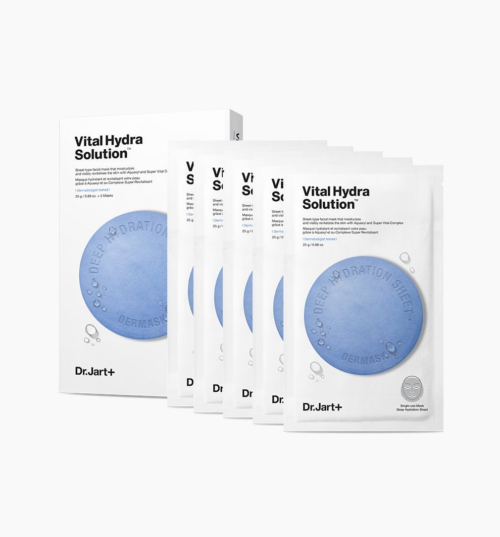 Dr.Jart+ Dermask Vital Hydra Solution Value Pack 25g X 5ea with intense hydration in white and blue packaging