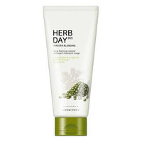 White and green tube of gentle facial foaming cleanser with mungbean and mugwort illustration on front label