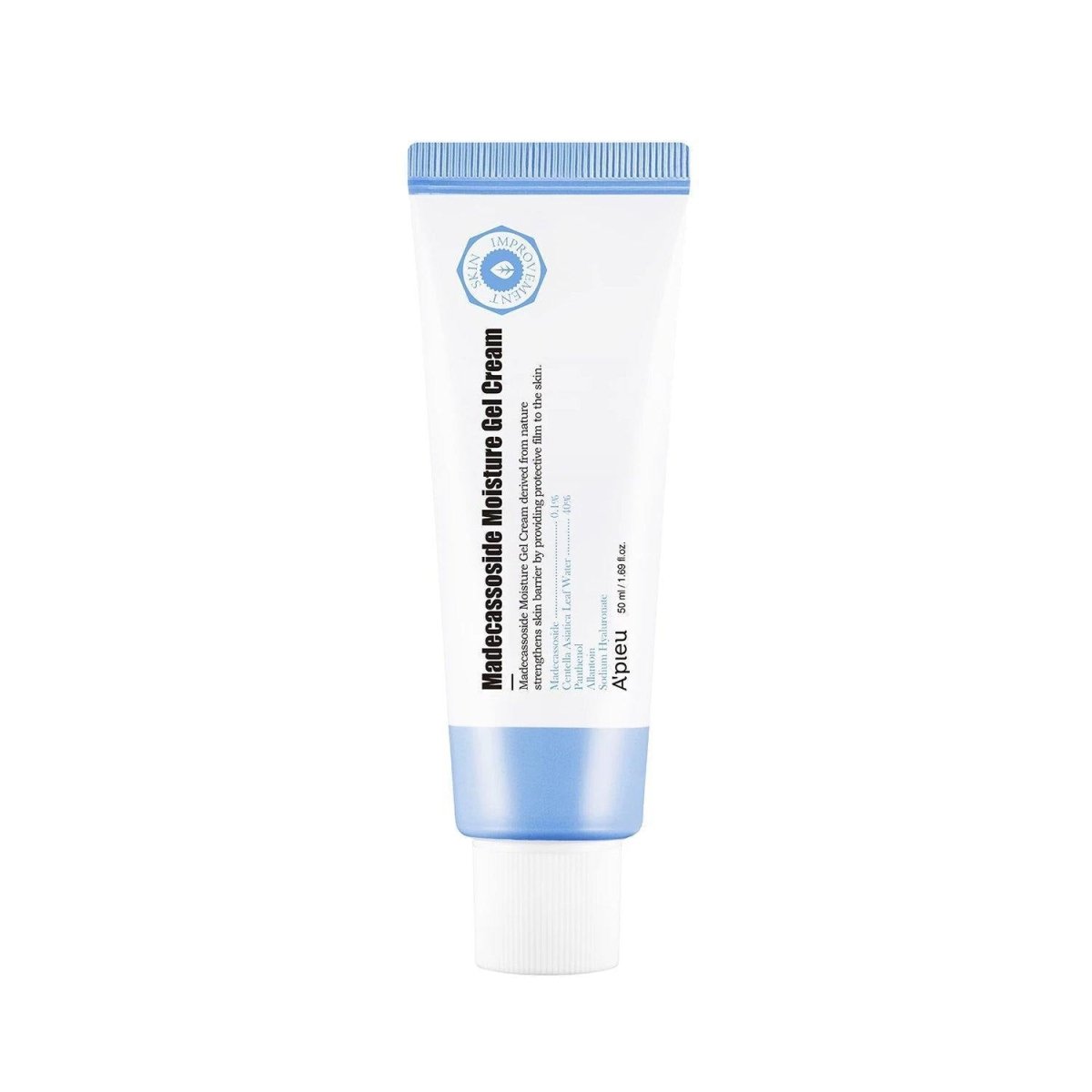 A'pieu Madecassoside Moisture Gel Cream 50ml tube with blue and white design for deep hydration benefits