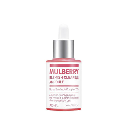A'pieu Mulberry Blemish Clearing Ampoule 30ml in pink bottle with brightening effect for clearer skin tone