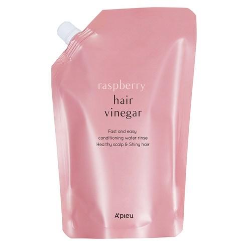 A'pieu RASPBERRY HAIR VINEGAR Refill 400ml in pink pouch for moisturizing rinse and healthy scalp care