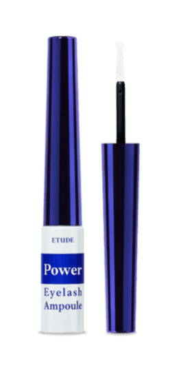 ETUDE HOUSE Power Eyelash Ampoule 6g with nourishing formula in sleek blue and white packaging and applicator wand visible