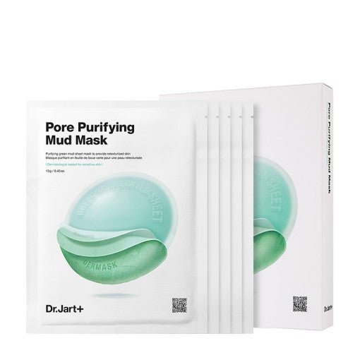 Dr.Jart+ PORE REMEDY PURIFYING MUD MASK 13g X 5ea in white packaging designed for oil reduction and skin detoxifying care