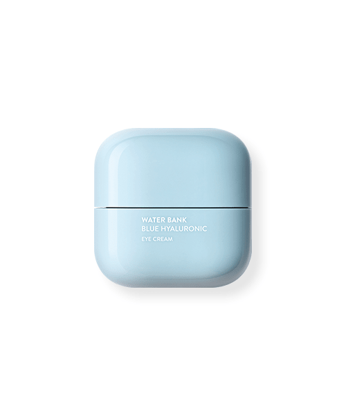 LANEIGE Water Bank Blue Hyaluronic Eye Cream 25ml in a pastel blue container for reducing puffy eyes