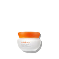 White jar of Sulwhasoo cream with bright orange lid emphasizing intense hydration and firming benefits on white background