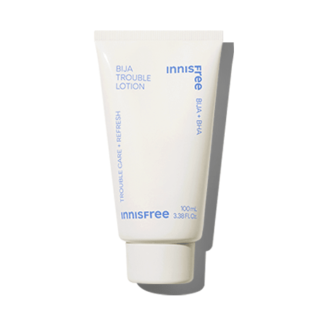 White tube of gentle lotion with minimalist blue text highlighting soothing and skin-refreshing benefits