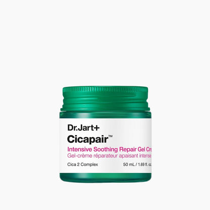 Dr.Jart+ Cicapair Intensive Soothing Repair Gel Cream 50ml in green jar to reduce redness and repair skin gently