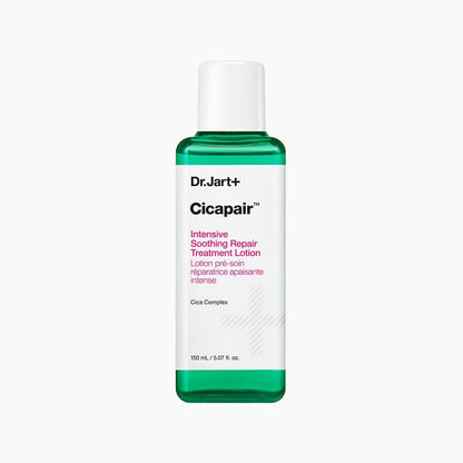 Dr.Jart+ Cicapair Intensive Soothing Repair Treatment Lotion 150ml in green bottle providing soothing relief benefits