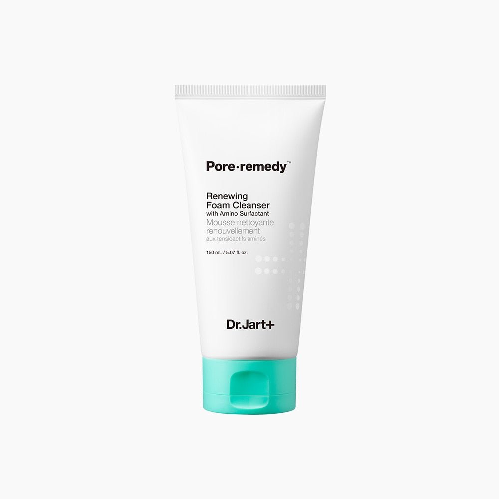 Dr.Jart+ Pore·remedy Renewing Foam Cleanser 150ml in white tube with teal cap for deep cleansing