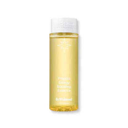 [By Wishtrend] Propolis Energy Boosting Essence 100ml in transparent bottle with yellow essence for enhanced hydration benefits