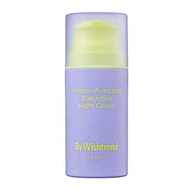 [By Wishtrend] Vitamin A-mazing Bakuchiol Night Cream 30g in lavender pump bottle with multi-functional skin care benefits