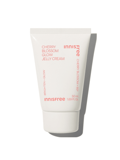 Tube of hydration boost jelly cream with soft pink text on clean white packaging casting a shadow on white surface