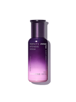 Purple gradient bottle of innisfree serum highlighting anti-aging benefits on white background with shadow detail