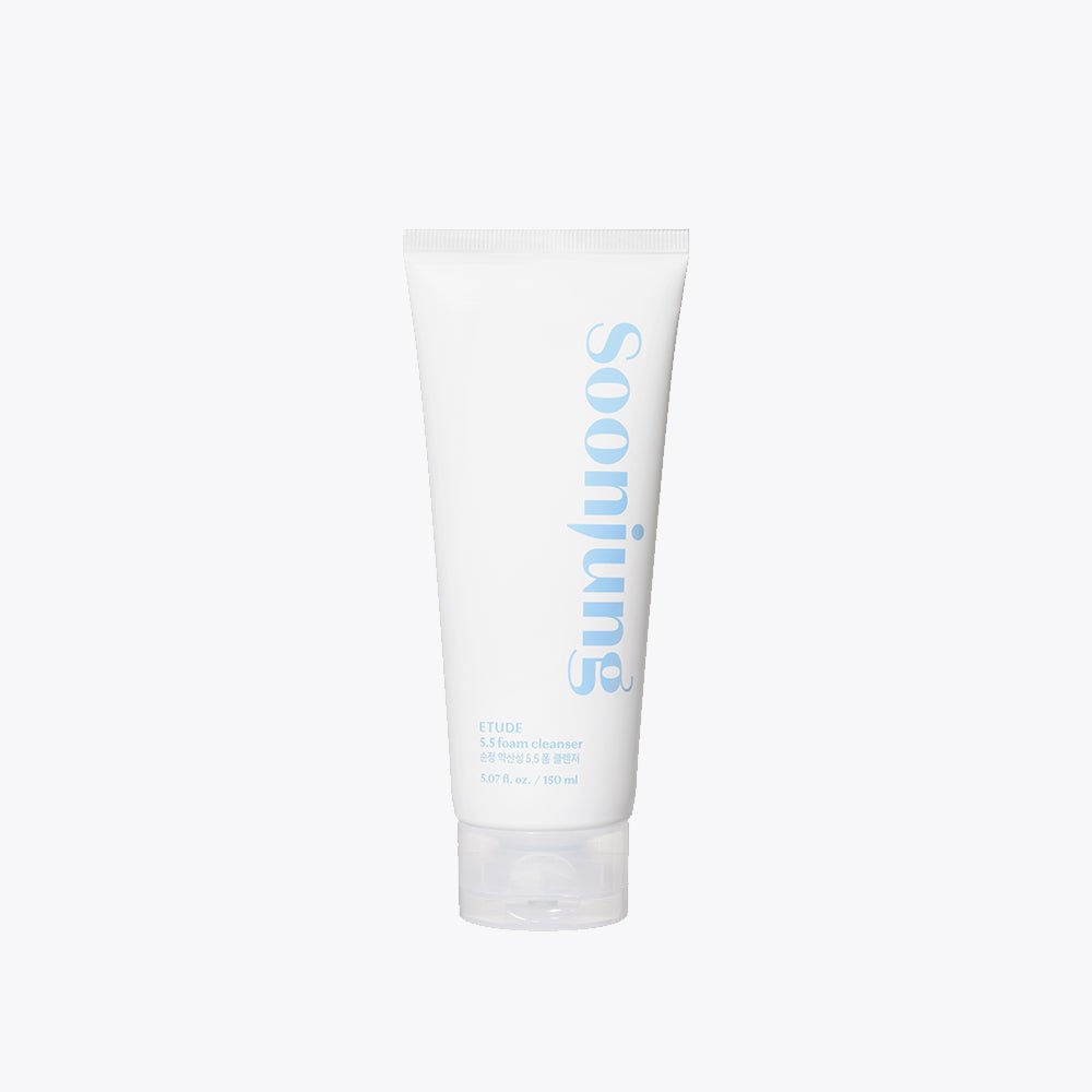 ETUDE SoonJung 5.5 Foam Cleanser 150ml in white tube with blue text for gentle cleansing routine