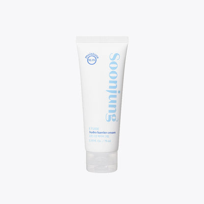 ETUDE SoonJung Hydro Barrier Cream (Tube) 75ml in white packaging with light blue text highlighting soothing ingredients and moisture content