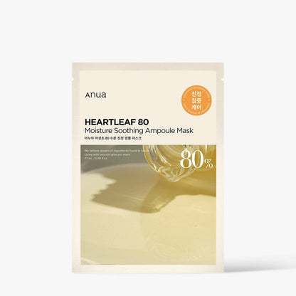 Anua HEARTLEAF 80 MOISTURE SOOTHING AMPOULE MASK 27ml X 10ea - Le Panda BEAUTÉ
