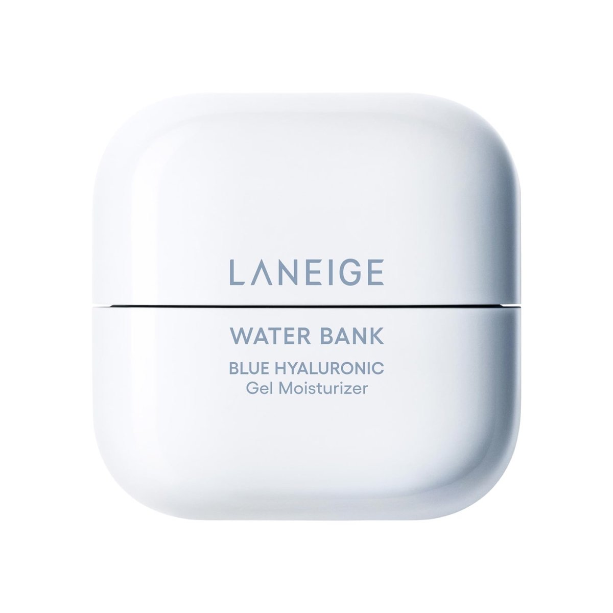 LANEIGE Water Bank Blue Hyaluronic Gel Moisturizer 50ml in white compact jar with smooth waterproof design and long-lasting hydration