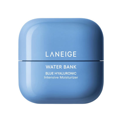 LANEIGE Water Bank Blue Hyaluronic Intensive Moisturizer 50ml in a smooth blue jar delivering hydration boost benefits