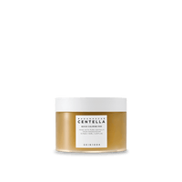 Jar of brown calming pads container with white lid and centered label displayed on white background