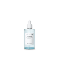 Clear blue serum in a glass dropper bottle labeled for deep hydration skincare ampoule on white background